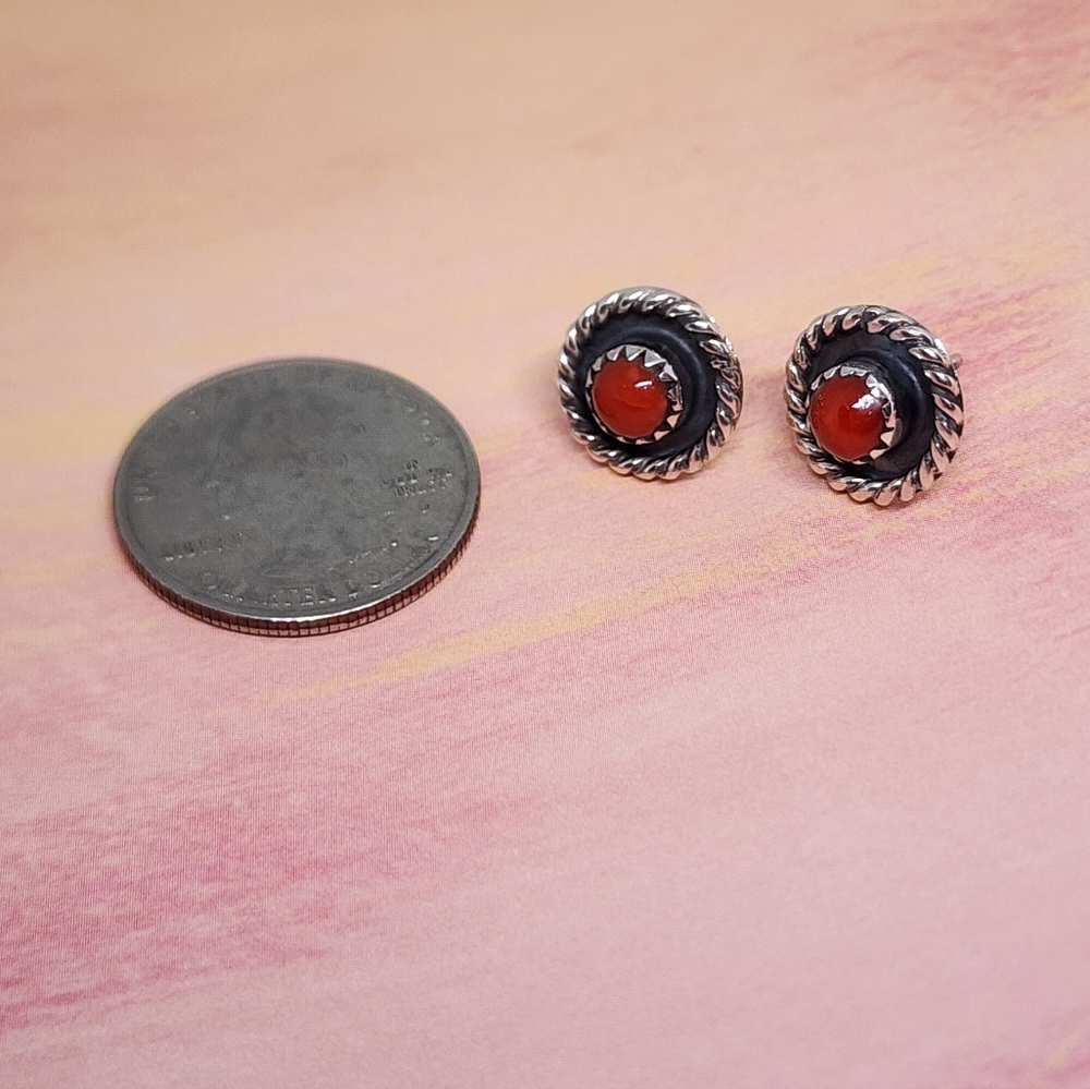 Coral and Sterling Shadowbox Earrings - Picture 5 of 5